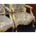 Pair of Gilt Louis XV Style Upholstered Fauteuil Armchairs