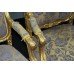 Pair of Gilt Louis XV Style Upholstered Fauteuil Armchairs