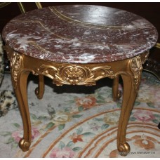 Pair of Gilt Carved Wood Marble Topped Occasional Tables
