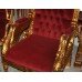 Stunning Pair of Carved Giltwood Red Velvet Swan Throne Chairs