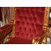 Stunning Pair of Carved Giltwood Red Velvet Swan Throne Chairs