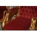 Stunning Pair of Carved Giltwood Red Velvet Swan Throne Chairs