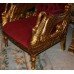 Stunning Pair of Carved Giltwood Red Velvet Swan Throne Chairs