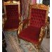 Stunning Pair of Carved Giltwood Red Velvet Swan Throne Chairs