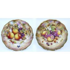 Pair of Hand Painted Worcester Fruit Plates by David Fuller