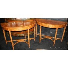 Pair of Hand Painted Satinwood Side Tables