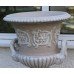 Pair of Heavy Composite Stone Garden Urns on Pedestals