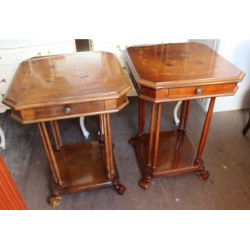 Pair of Italian Square inlaid Occasional Coffee Tables