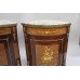 Pair of Marble Topped Inlaid French Corner Cabinets