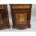 Pair of Marble Topped Inlaid French Corner Cabinets