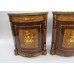 Pair of Marble Topped Inlaid French Corner Cabinets