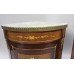 Pair of Marble Topped Inlaid French Corner Cabinets