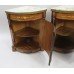 Pair of Marble Topped Inlaid French Corner Cabinets