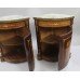 Pair of Marble Topped Inlaid French Corner Cabinets