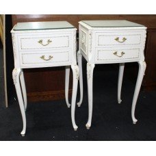 Pair of Olympus Painted White Marie Antoinette Style Bedside Nightstands