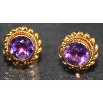 Pair of 9ct Gold Amethyst Earrings