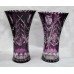 Pair of Amethyst Cut Glass Overlay Crystal Vases