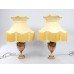 Pair of Antique French Marble & Ormolu Table Lamps with Silk Shades
