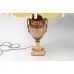 Pair of Antique French Marble & Ormolu Table Lamps with Silk Shades