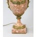 Pair of Antique French Marble & Ormolu Table Lamps with Silk Shades