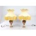 Pair of Antique French Marble & Ormolu Table Lamps with Silk Shades