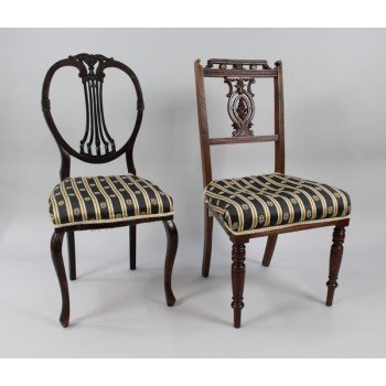 Pair of Antique Mahogany Upholstered Occasional Chairs