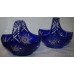 Pair of Cut Glass Blue Overlay Crystal Baskets