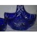 Pair of Cut Glass Blue Overlay Crystal Baskets