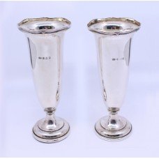 Pair of Sterling Silver Elkington & Co Vases Birmingham 1918