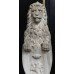Pair of Old Reconstituted Lion Statues on Plinths