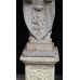 Pair of Old Reconstituted Lion Statues on Plinths