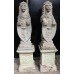Pair of Old Reconstituted Lion Statues on Plinths
