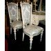 Pair of Italian Decorative Carved Wood Upholstered Silik Chairs