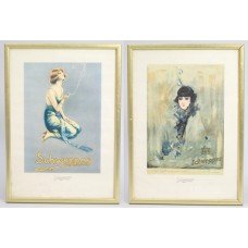 Pair of Framed Schweppes Art Deco Style Advertising Prints