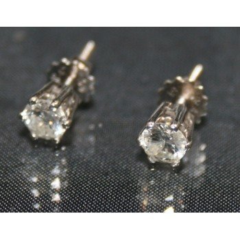 Pair of Single Stone Diamond 18ct White Gold Ear Studs