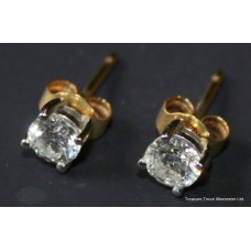 Pair of Single Stone Diamond 18ct Yellow Gold Ear Studs