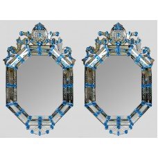 Pair of Decorative Bejewelled Venetian Style Mirrors