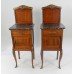 Pair of Victorian Marble Topped  Inlaid Mahogany Cabinets