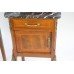 Pair of Victorian Marble Topped  Inlaid Mahogany Cabinets