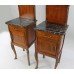 Pair of Victorian Marble Topped  Inlaid Mahogany Cabinets
