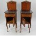 Pair of Victorian Marble Topped  Inlaid Mahogany Cabinets