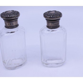 Pair of Victorian Silver Topped Crystal Scent Bottles