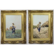 Pair of Watercolours by Filippo Indoni (Italian, 1842–1908)