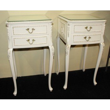 Pair of Olympus Painted Cream Louis XV Style Nightstands