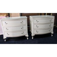 Pair of Olympus Louis Style Painted Three Drawer Chest of Drawers