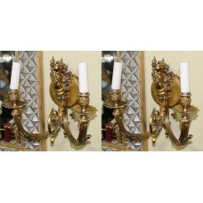 Pair of Quality Two Arm French Ormolu Cherub Wall Lights