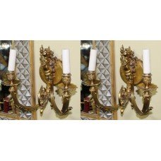 Pair of Quality Two Arm French Ormolu Cherub Wall Lights