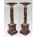 Pair of Ornate Rouge Marble Column Pedestals 