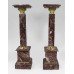 Pair of Ornate Rouge Marble Column Pedestals 