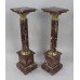 Pair of Ornate Rouge Marble Column Pedestals 